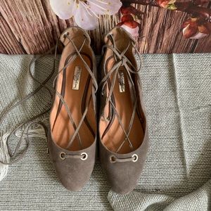Halogen Gray Lace Up Ballet Flats